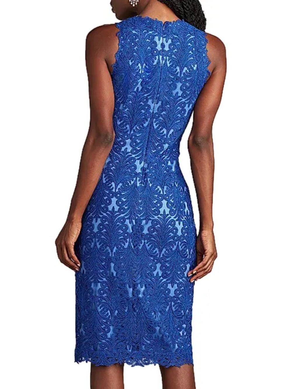 Tadashi Shoji Corded Lace Sheath Dress Mystic Blue Sleeveless Career Sz 8 NWOT View 3